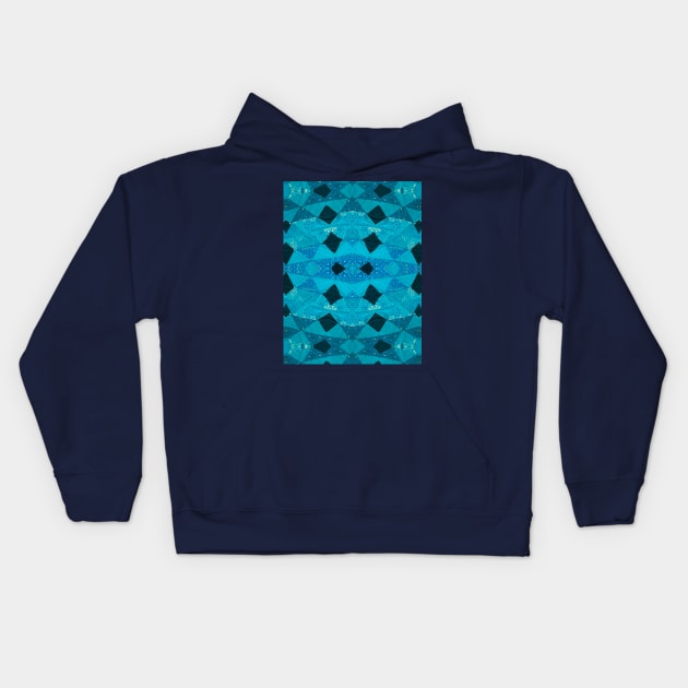 Teal Patchwork Quilt Pattern Kids Hoodie by Amanda1775